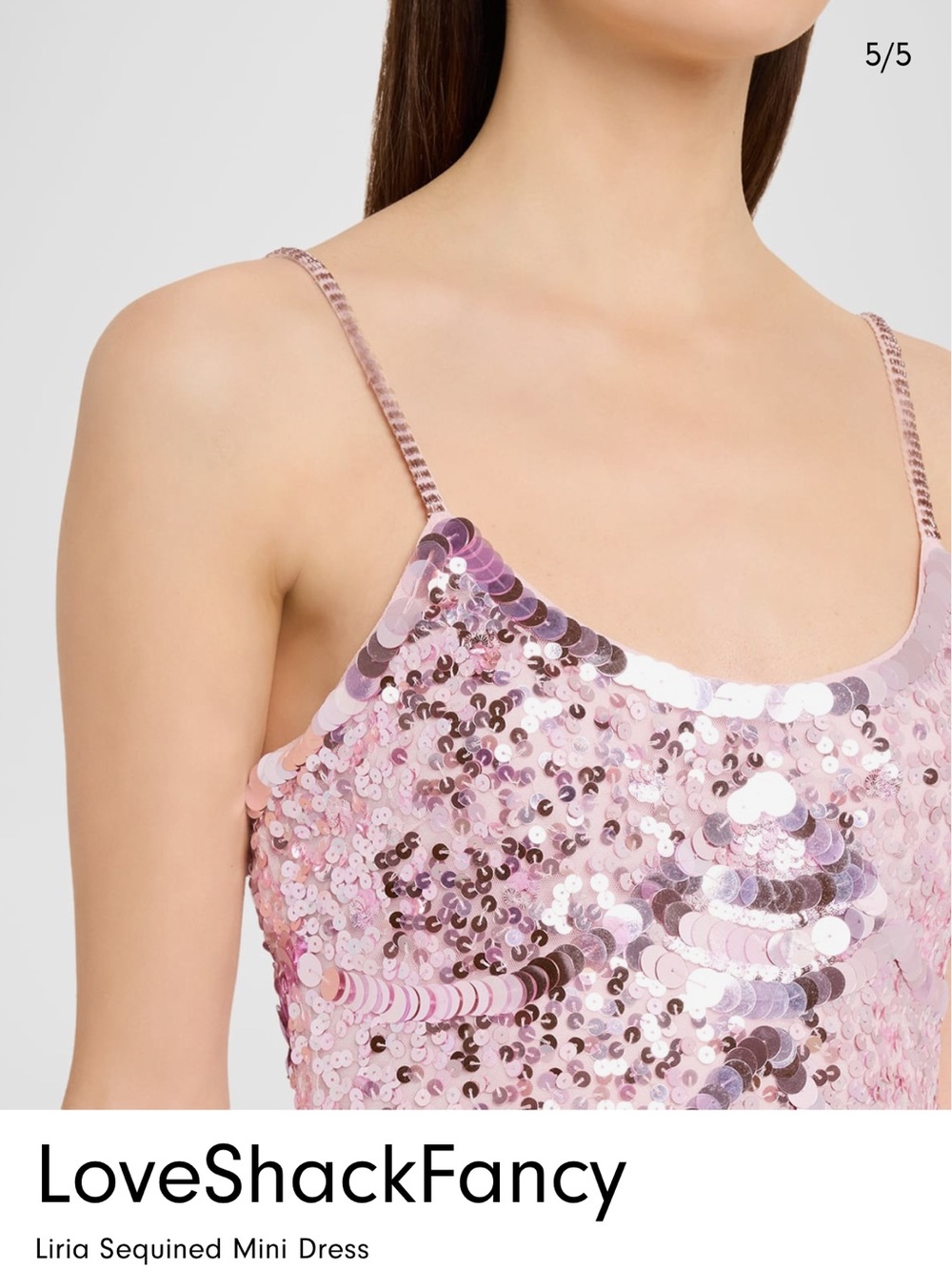 LoveShackFancy Liria Sequined Mini Dress - Pink Sequin - Picture 4 of 5